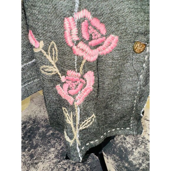 Marese Steampunk Embroider Floral Military Coat Jacket M Grey Rose Floral Cotton - Picture 9 of 10